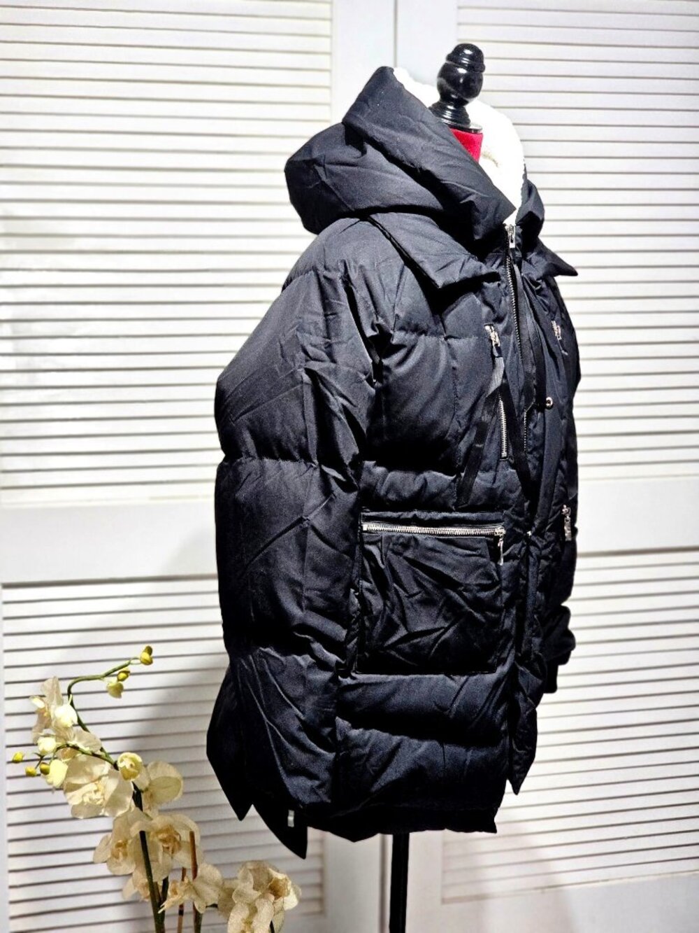 Orolay Women's Black Hooded Down Jacket With Fleece Lining Size Large 318 - Picture 6 of 16